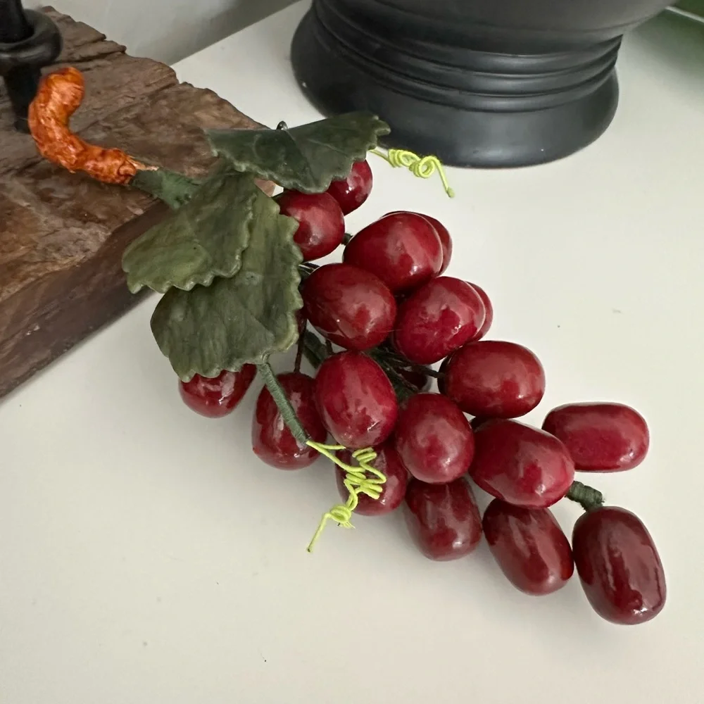 Vintage Stone Decorative Cluster of Red Grapes